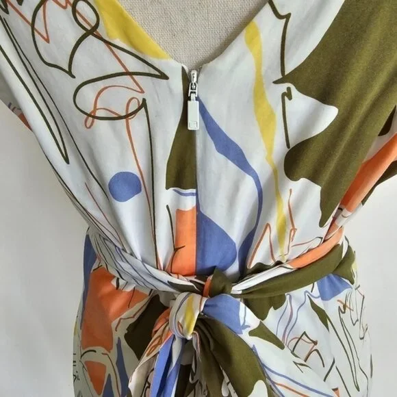 Lafayette 148 New York Aileen Print Tie-Waist Midi Dress - Picture 7 of 11